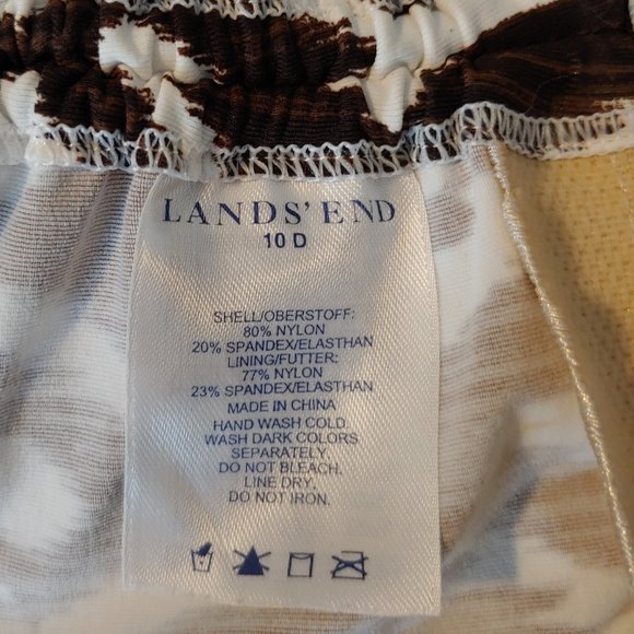 Lands' End Brown White Geometric Tankini Top 10 D - Picture 4 of 4